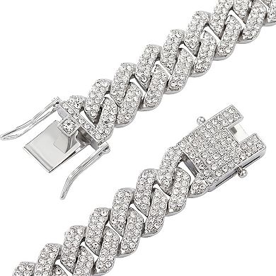 Silver and Gold Iced Out Cuban Link Chain Necklace