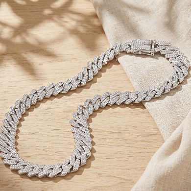 Silver and Gold Iced Out Cuban Link Chain Necklace
