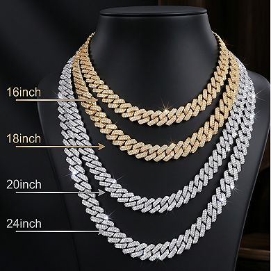 Silver and Gold Iced Out Cuban Link Chain Necklace