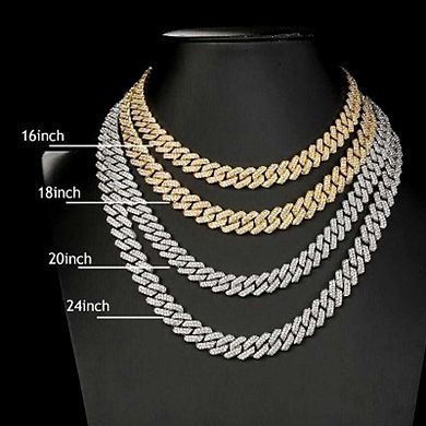Silver and Gold Iced Out Cuban Link Chain Necklace