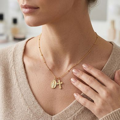 Dainty Small Gold and Silver Cross Pendant Necklace