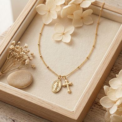 Dainty Small Gold and Silver Cross Pendant Necklace