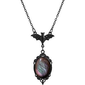 Stardust Crystal Bat Cameo Gothic Necklace