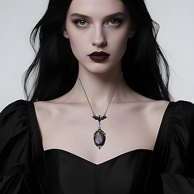 Stardust Crystal Bat Cameo Gothic Necklace
