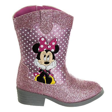 Disney Minnie Mouse Girls' Western Style Easy Pull-On Boots (Toddler / Little Kid)