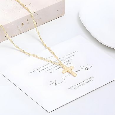 18K Gold Waterproof Minimalist Cross Pendant Necklace