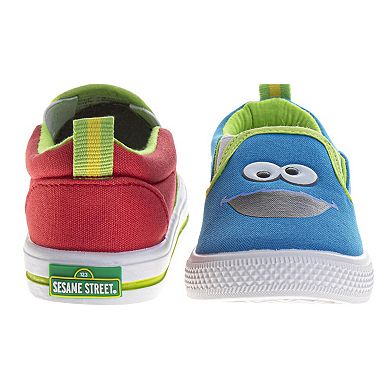 Sesame Street Cookie & Elmo Boys' Colorful Slip-On Sneakers (Toddler / Little Kid)