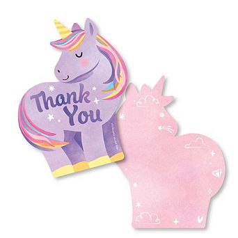 Unicorn Thank You Cards with Envelopes, Rainbow Unicorn Blank Thank You Note Cards for Girls - 12 ct