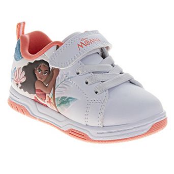 Disney Moana Girls' Laceless Strap Sneakers with Pua & Hei Hei (Toddler / Little Kid)