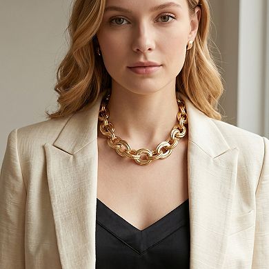 Chunky Gold Cuban Link Double O Chain Choker