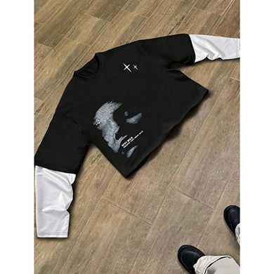 Round Neck Long Sleeve Graphic Print Casual T-Shirt