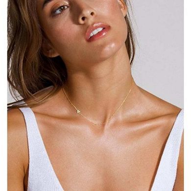 Dainty Sideways Letter Initial Pendant Necklace