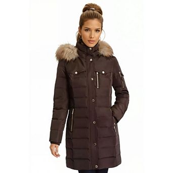 Michael Kors Women's Hooded Winter Coat with Zipper Pockets