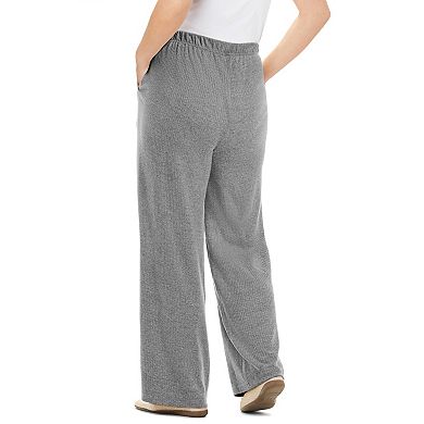 Woman Within Plus Size 7-Day Rib-Knit Wide-Leg Pull-On Pants