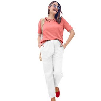 Woman Within Plus Size Lattice Neck Tee