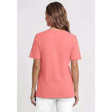 Woman Within Plus Size Lattice Neck Tee