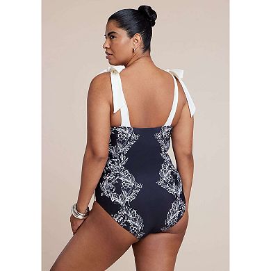 ELOQUII Women's Plus Size Tie Strap One Piece