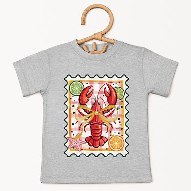 Lobster Stamp Checkered - Toddler Short Sleeve Graphic T-Shirt