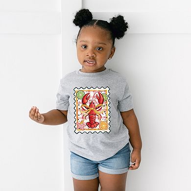 Lobster Stamp Checkered - Toddler Short Sleeve Graphic T-Shirt