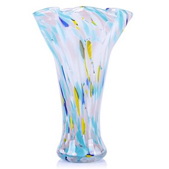Hand Blown 9" H Glass Vase: Elegant Decor for Home, Office, for Living Room, Wedding, Bathroom