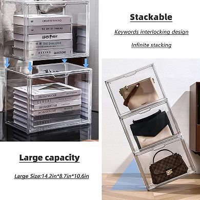 Acrylic Storage Bins: Stackable, Magnetic Lid, Large Capacity, Display Case for Collectibles
