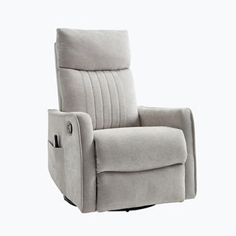 Merax Heat Massage Manual Recliner Chair with Rocker and Swivel in Fabric