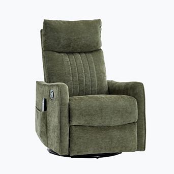 Merax Heat Massage Manual Recliner Chair with Rocker and Swivel in Fabric