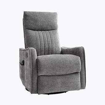 Merax Heat Massage Manual Recliner Chair with Rocker and Swivel in Fabric
