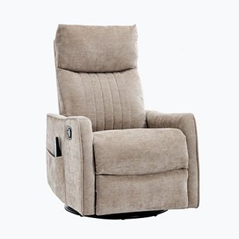 Merax Heat Massage Manual Recliner Chair with Rocker and Swivel in Fabric