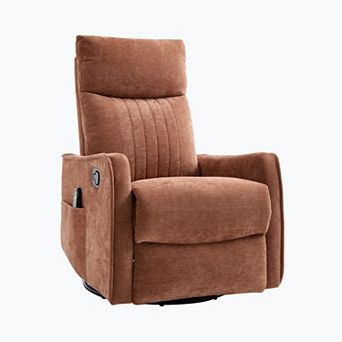 Merax Heat Massage Manual Recliner Chair with Rocker and Swivel in Fabric