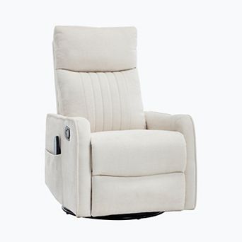 Merax Heat Massage Manual Recliner Chair with Rocker and Swivel in Fabric