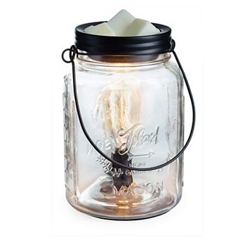 Clear Mason Jar Fragrance Warmer: Warms Wax Melts, Tarts, or Oils with Vintage Style Bulb for Room