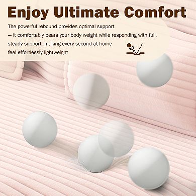 Merax Modern Sofa with 2 Pillows Corduroy Foam Filled Sleeper Sofa Bed