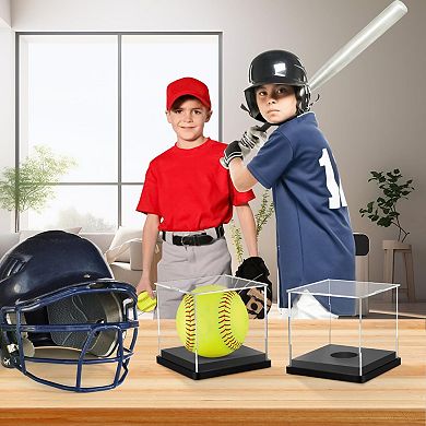 4pcs Clear Acrylic Display Cases for Signed Sports Balls: Softball, Tennis, Golf- Large 12"