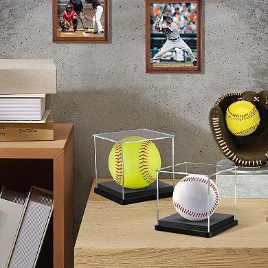 4pcs Clear Acrylic Display Cases for Signed Sports Balls: Softball, Tennis, Golf- Large 12"