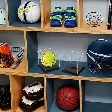 4pcs Clear Acrylic Display Cases for Signed Sports Balls: Softball, Tennis, Golf- Large 12"