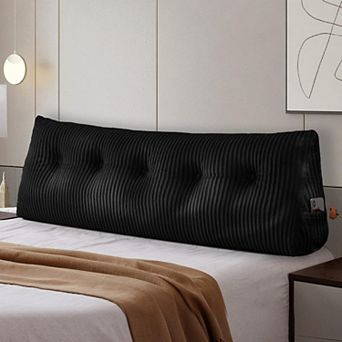 Queen Size Triangular Headboard Pillow: Velvet Cover, Polyester Fill, Perfect for Reading & Support