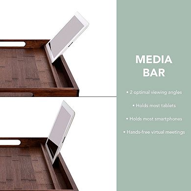 Extra Large 100% bamboo Bed Tray & Lap Desk with Phone Holder for 17.3" Laptops and Tablets
