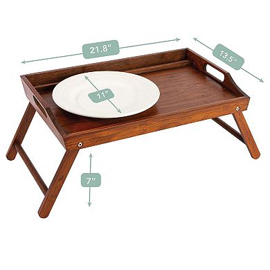 Extra Large 100% bamboo Bed Tray & Lap Desk with Phone Holder for 17.3" Laptops and Tablets