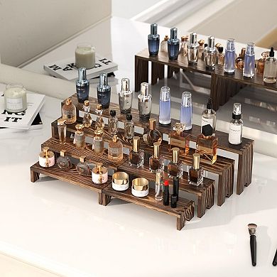 2 Set Stackable Wooden Tiered Display Stands for Events: Rustic Decor, Farmhouse Style