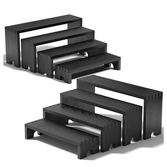 2 Set Stackable Wooden Tiered Display Stands for Events: Rustic Decor, Farmhouse Style
