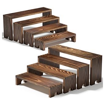 2 Set Stackable Wooden Tiered Display Stands for Events: Rustic Decor, Farmhouse Style