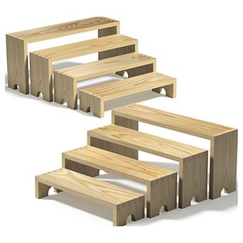 2 Set Stackable Wooden Tiered Display Stands for Events: Rustic Decor, Farmhouse Style