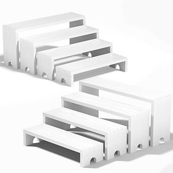 2 Set Stackable Wooden Tiered Display Stands for Events: Rustic Decor, Farmhouse Style