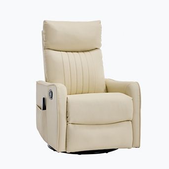 Merax Heat Massage Manual Recliner Chair with Rocker and Swivel in Faux Leather