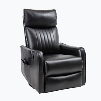 Merax Heat Massage Manual Recliner Chair with Rocker and Swivel in Faux Leather