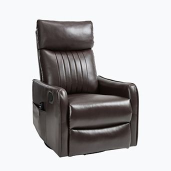 Merax Heat Massage Manual Recliner Chair with Rocker and Swivel in Faux Leather