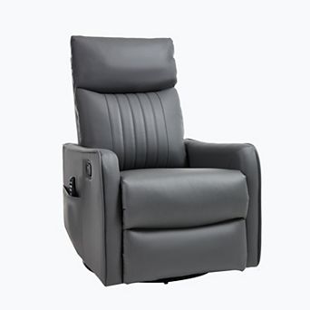 Merax Heat Massage Manual Recliner Chair with Rocker and Swivel in Faux Leather