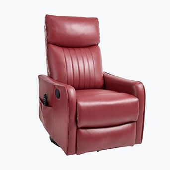 Merax Heat Massage Manual Recliner Chair with Rocker and Swivel in Faux Leather