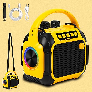 Portable Bluetooth Speaker with Karaoke Machine, 2 Wireless Microphones, Multiple Sound Variations